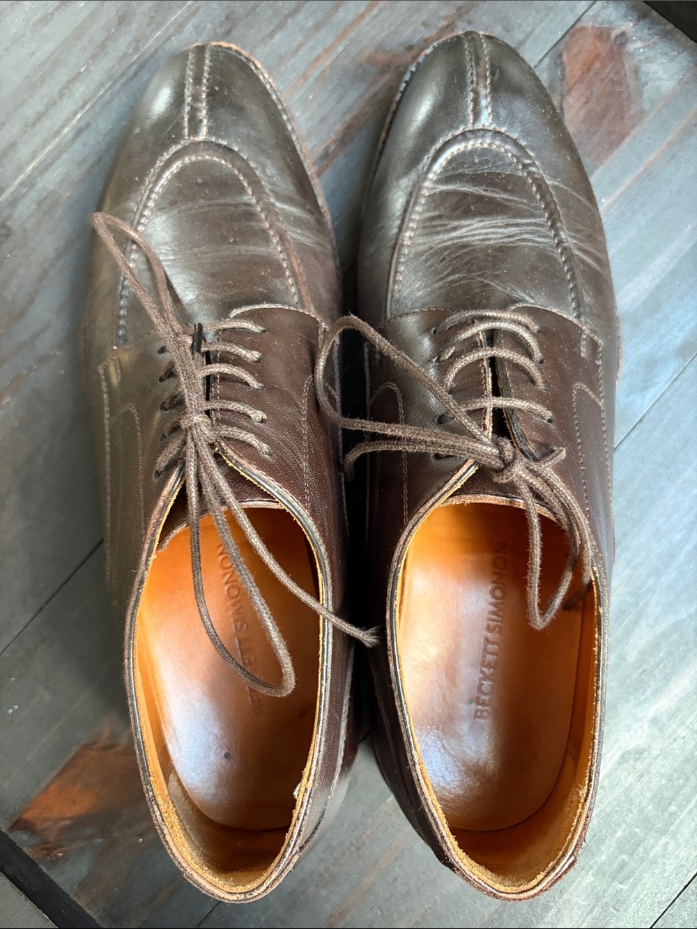 Men's Brown Leather split toe derby beckett simonon Dress Shoes